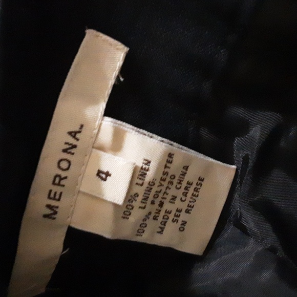 Merona Black Pants Trouser Straight Women 4 Linen Office Casual Vacation Cruise - Picture 5 of 6